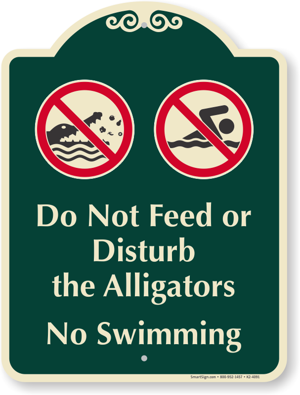 Gator clipart swimming. Alligator warning signs beware