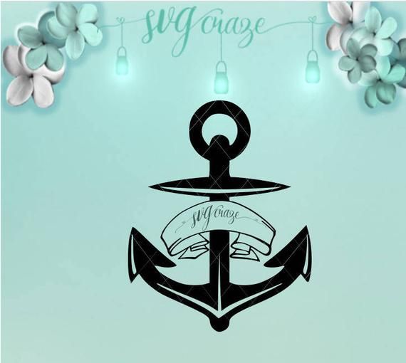 Clipart anchor banner. Svg dxf files for