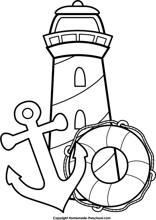 Lighthouse coloring sheets yahoo. Clipart anchor black and white