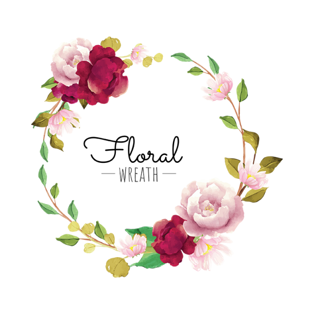 Flower wreath red blooming. Decoration clipart burgundy