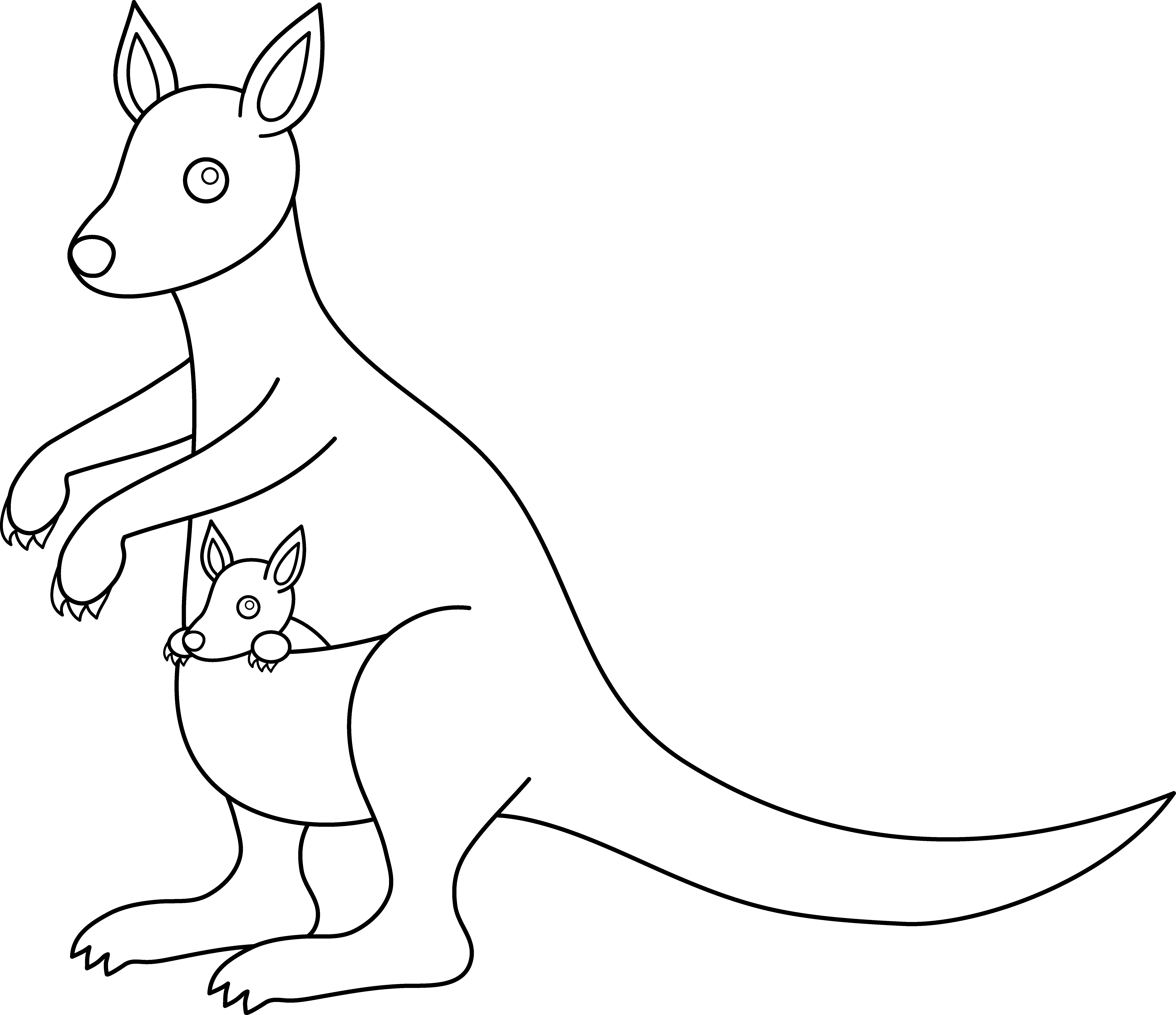 Outline clipart kangaroo. Colorable design free clip