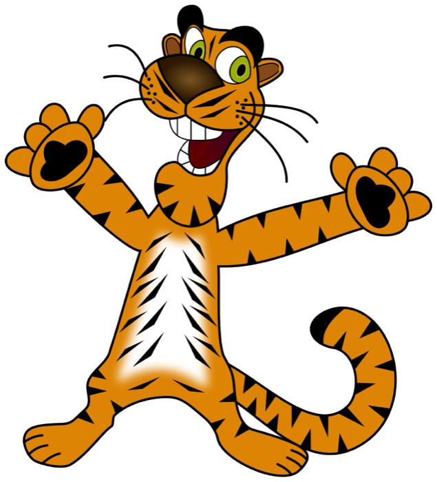 Tiger happy cartoon. Meeting clipart kartun