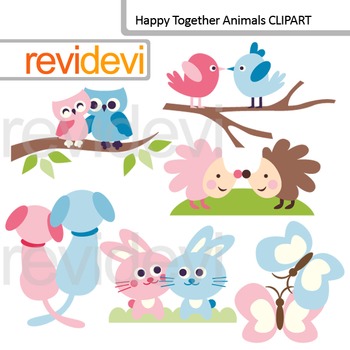 Clipart animals pair. Clip art happy together