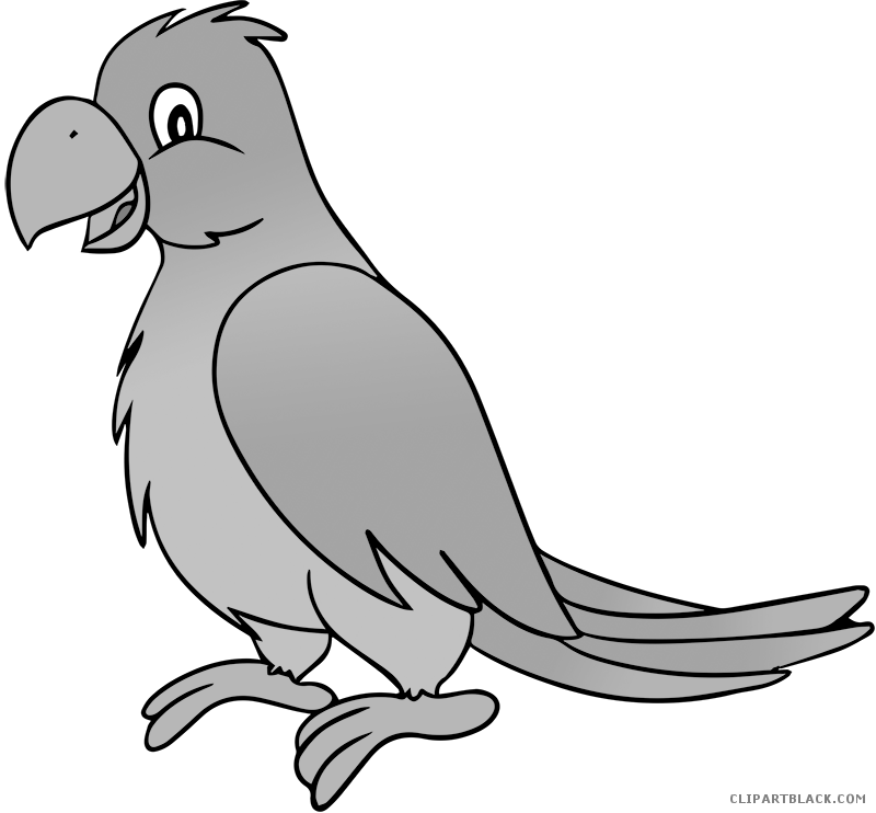 Grayscale animal free black. White clipart parrot