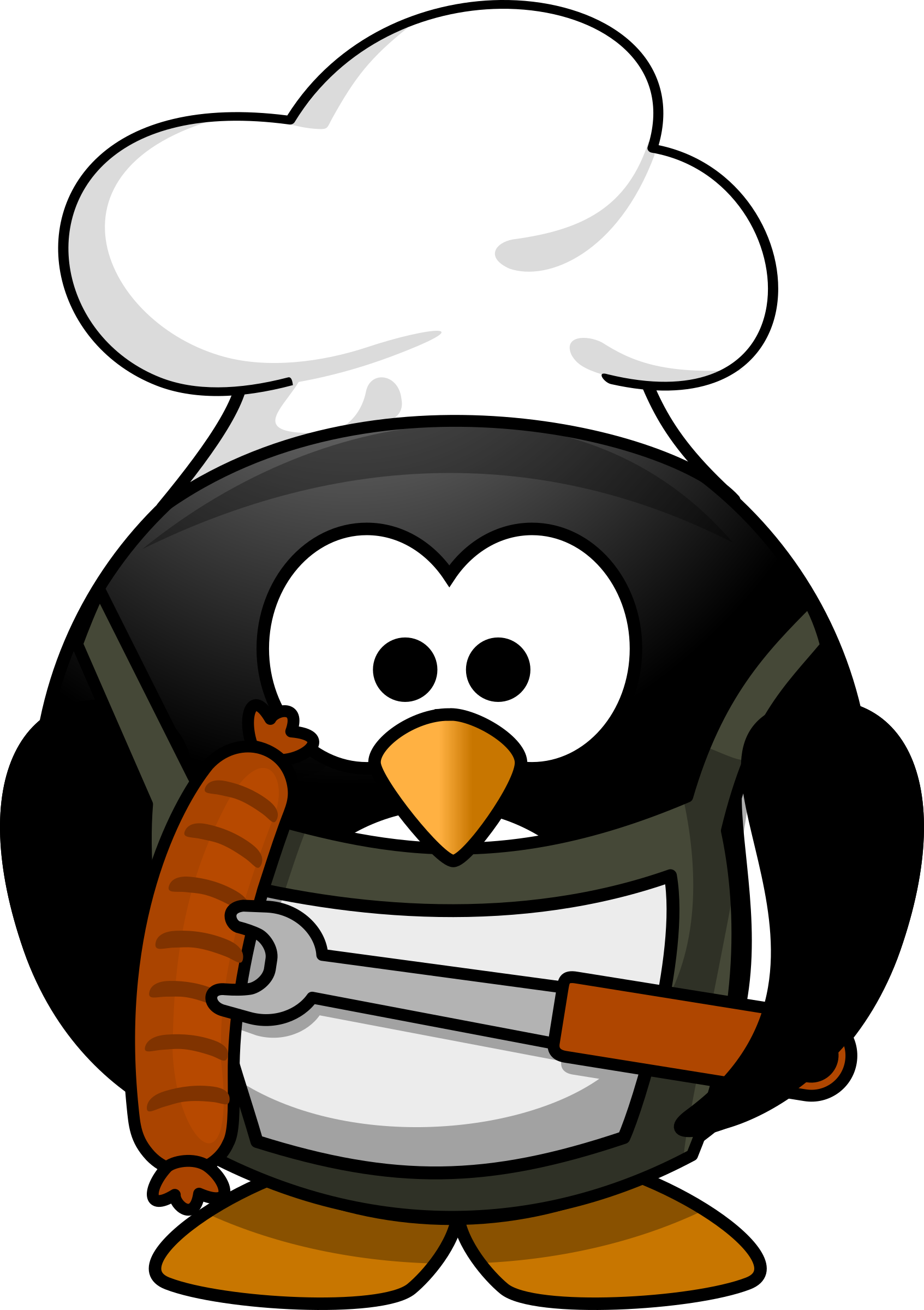 Grilling penguin big image. Logo clipart bbq
