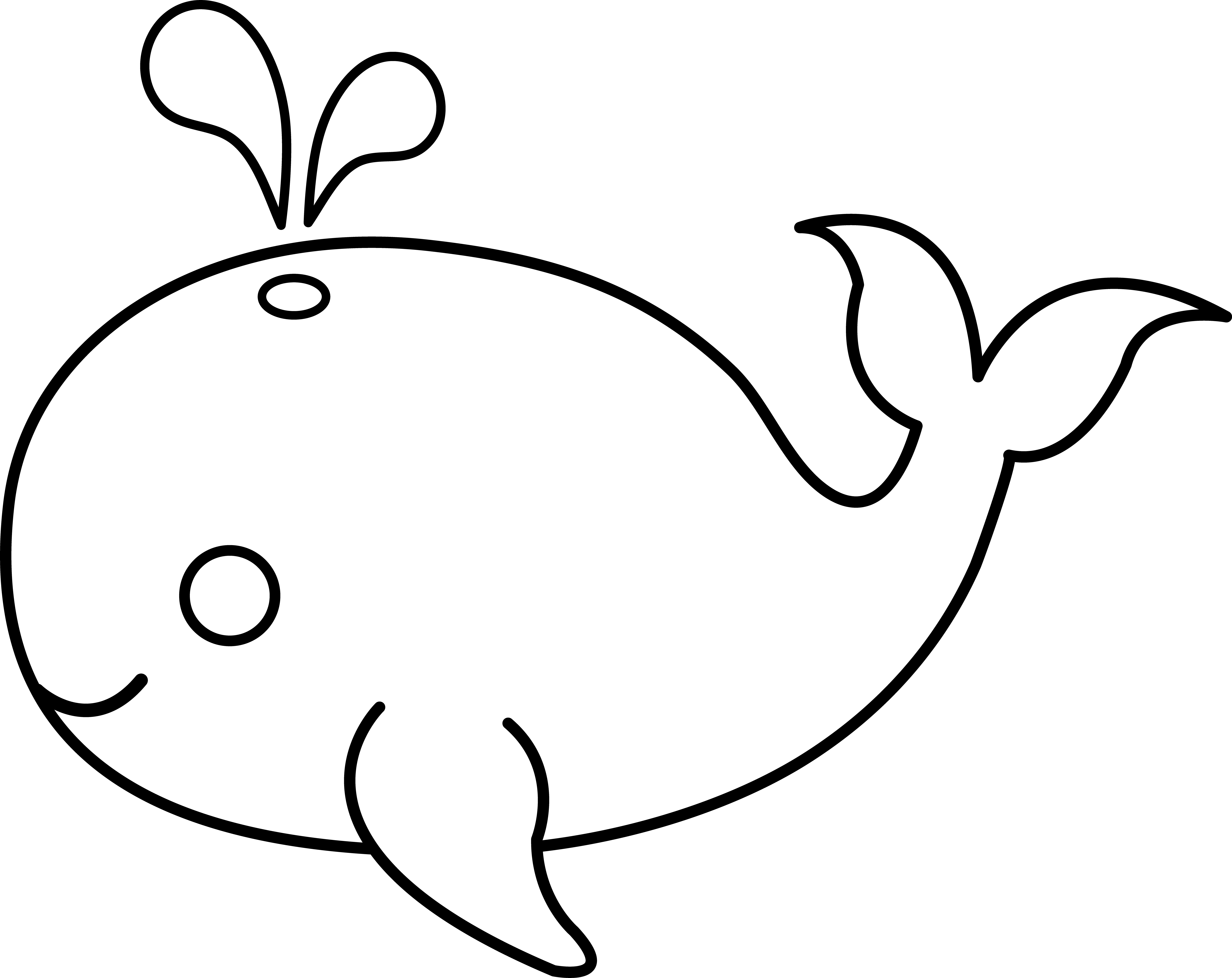 Simple outline clip art. Clipart fish whale