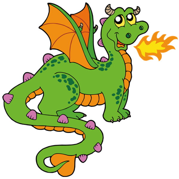 Animal with transparent background. Clipart dragon color