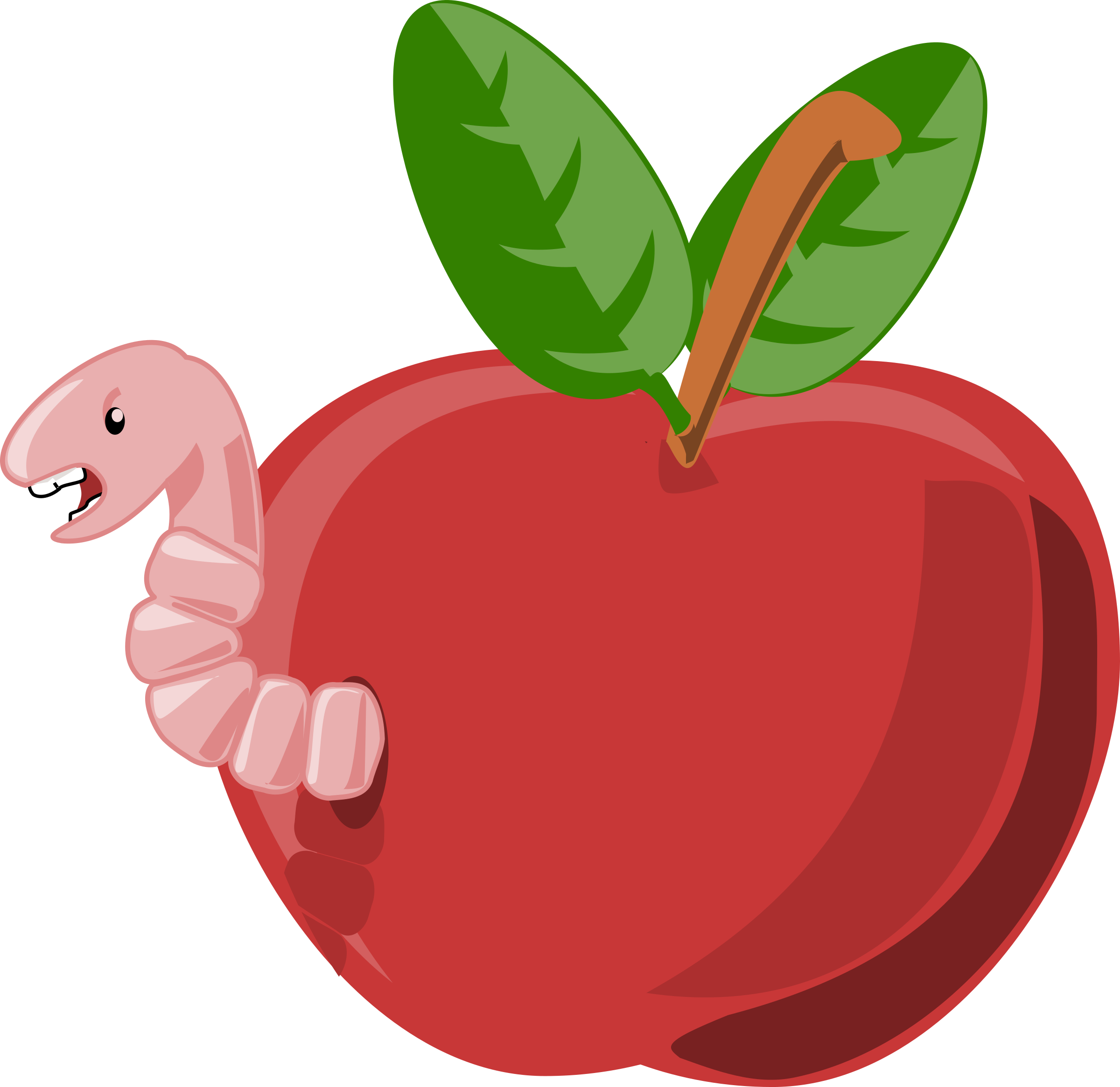Apple with worm big. Xray clipart cartoon