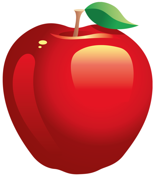 Large painted red apple. Clipart fruit spring