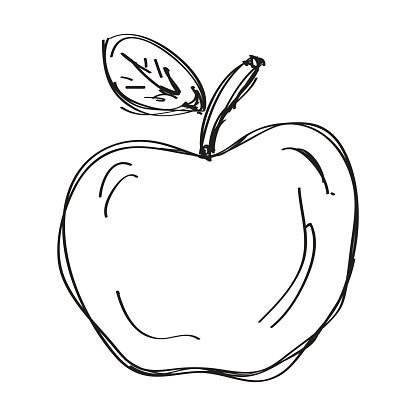 clipart apple doodle