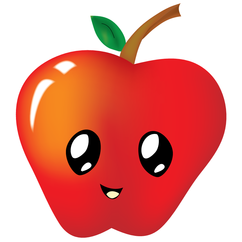 Happy apple d by. Fruit clipart kawaii