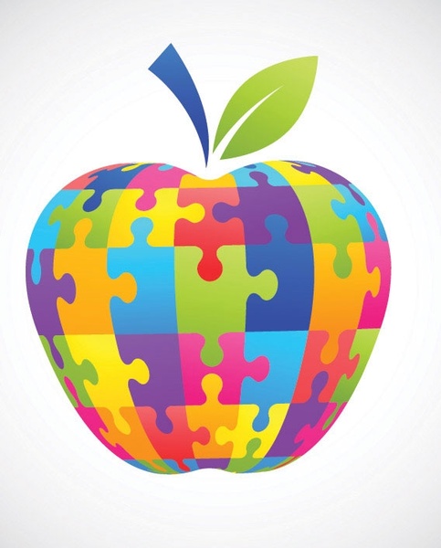 Clip art free vector. Puzzle clipart apple