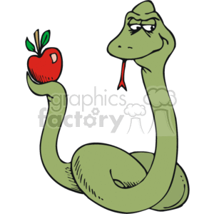 The holding forbidden fruit. Snake clipart apple