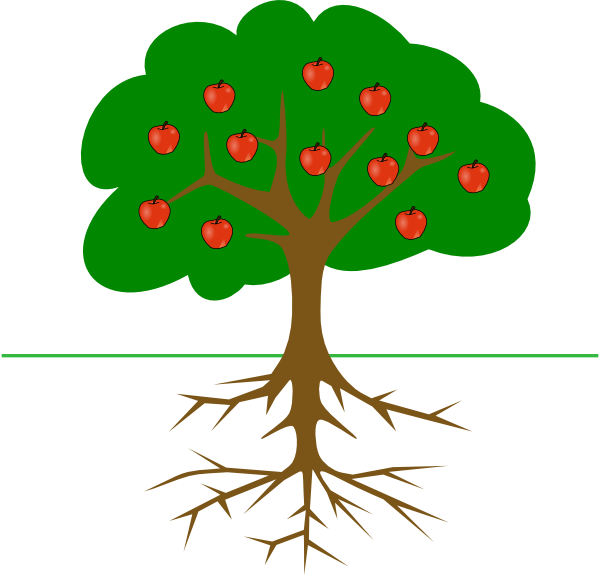 Leaf clipart apple tree. With roots clip art