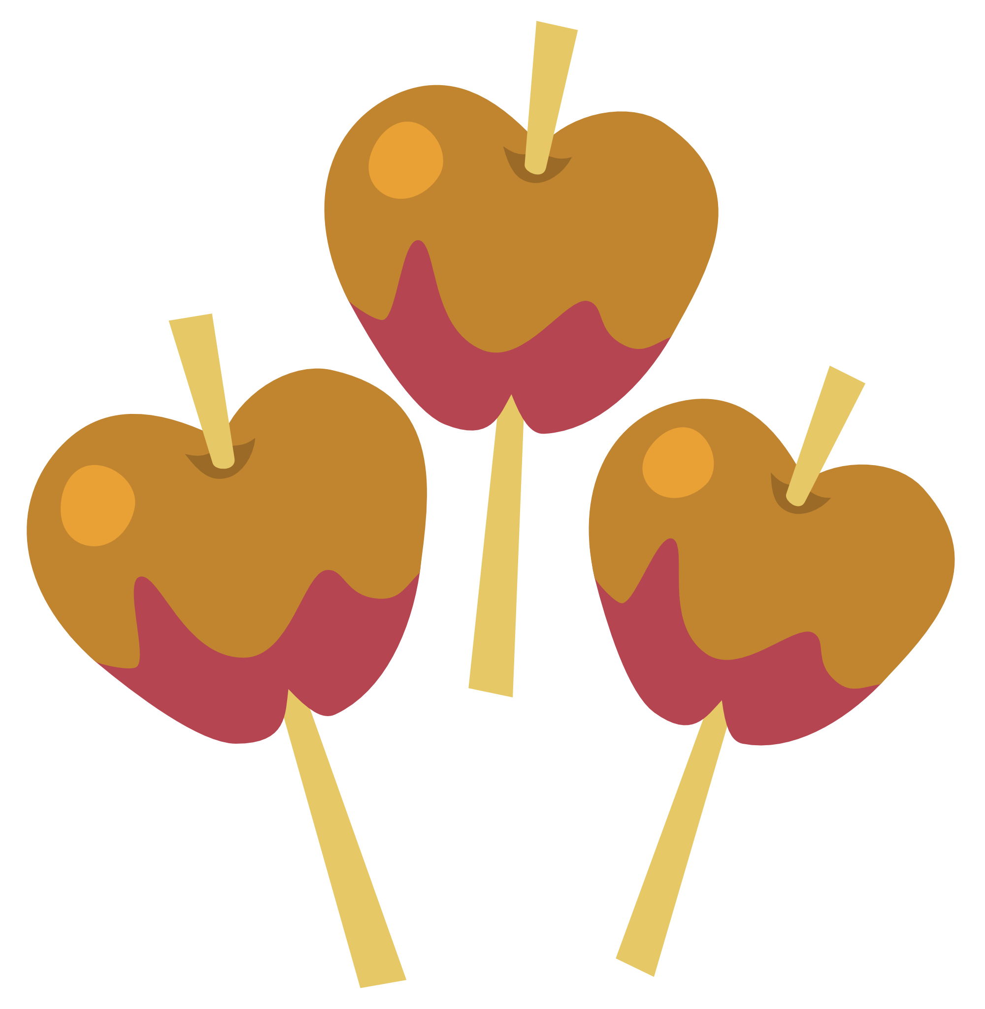 Red apple stick vector. Clipart candy caramel candy