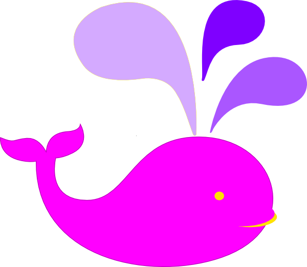 Pink and purple clip. Water clipart whale