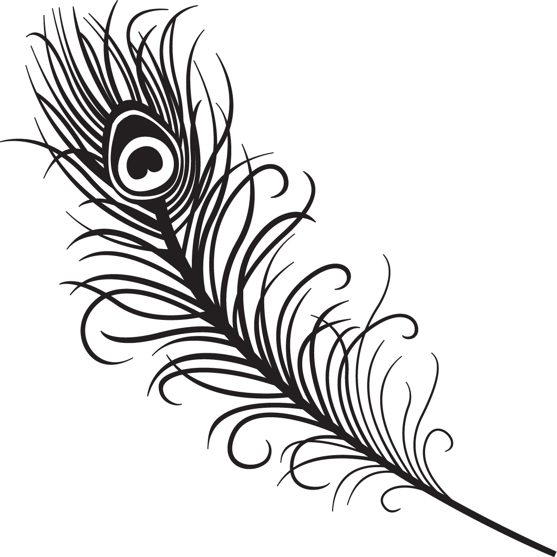 Feather black and white. Logo clipart peacock