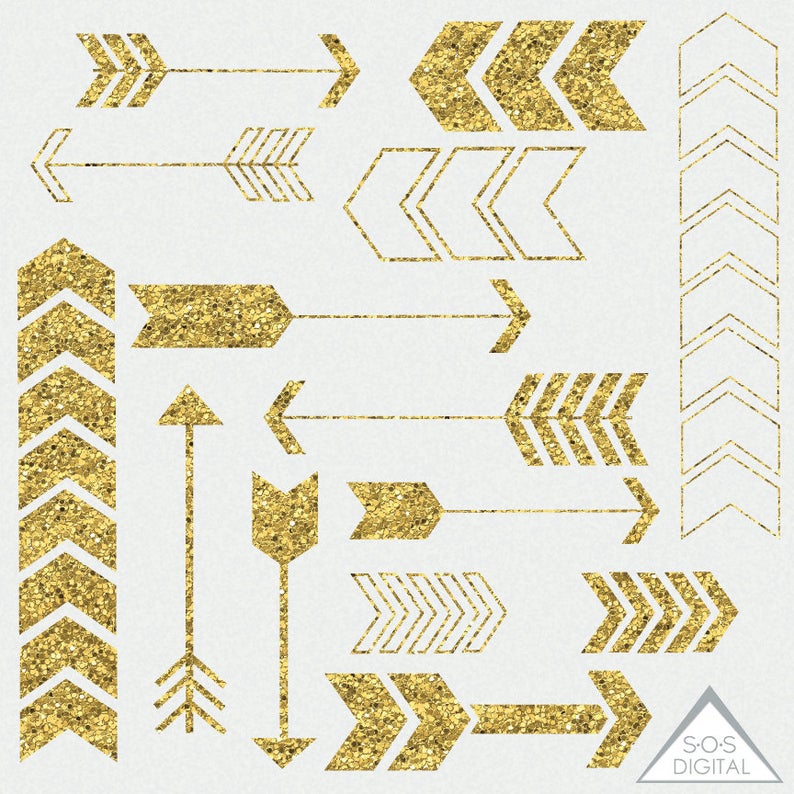 Gold arrow basic digital. Clipart arrows glitter