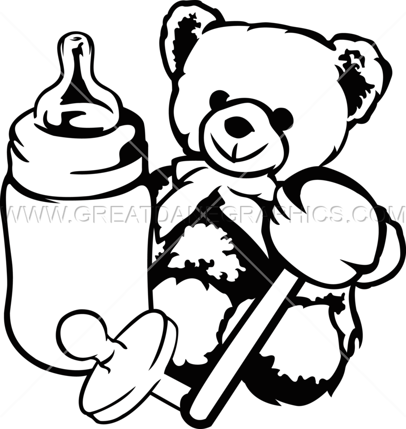  collection of toys. Clipart baby black and white