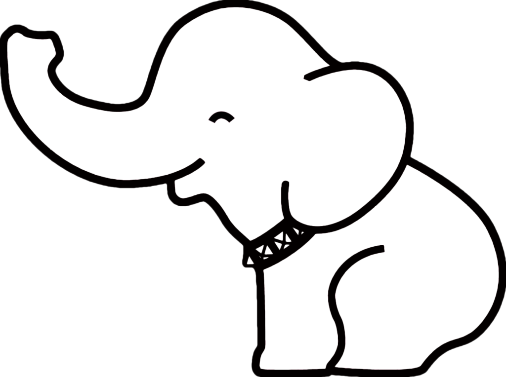 Clipart elephant black and white. Cute baby drawing at