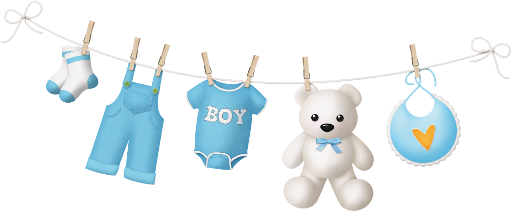 Baby boy clothes line. Kid clipart laundry