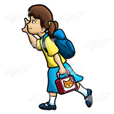School girl with a. Clipart backpack backpack lunchbox