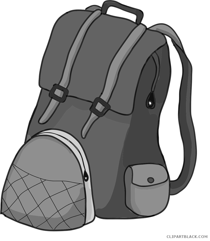 clipart backpack black and white