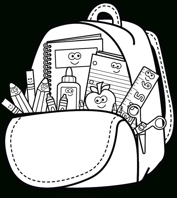 And supplies spalvinimo paveiksl. Clipart backpack class object