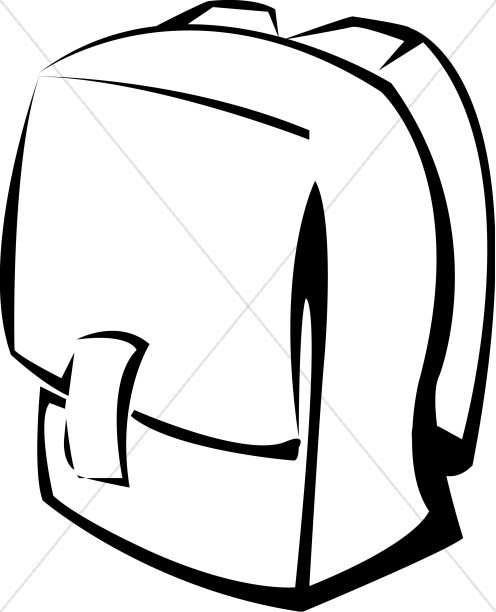 Clipart backpack class object. Black and white school