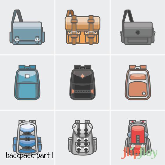 clipart backpack digital