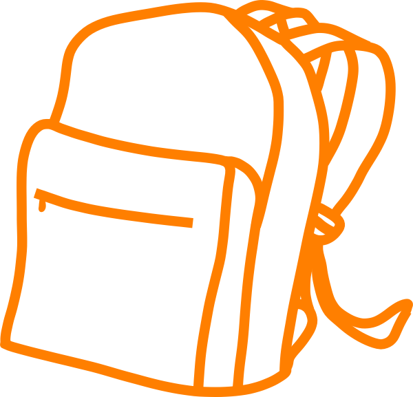 Hiker clipart trekker. Orange outline backpack clip