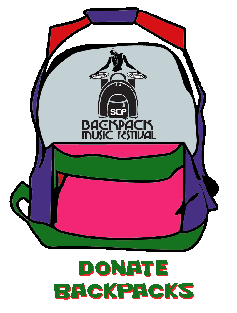 Music festival donate backpacks. Clipart backpack organized backpack