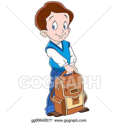 clipart backpack schoolboy