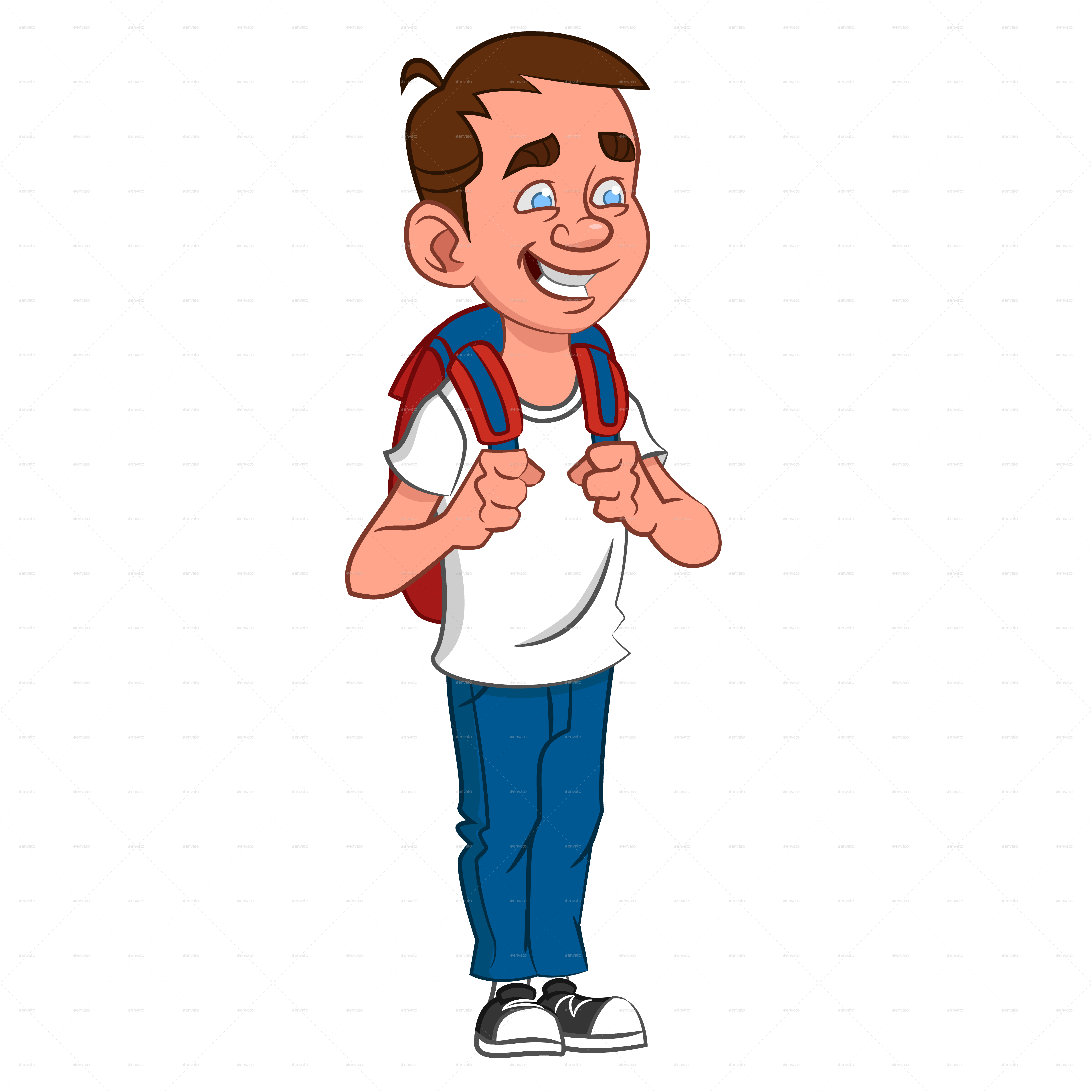clipart backpack schoolboy