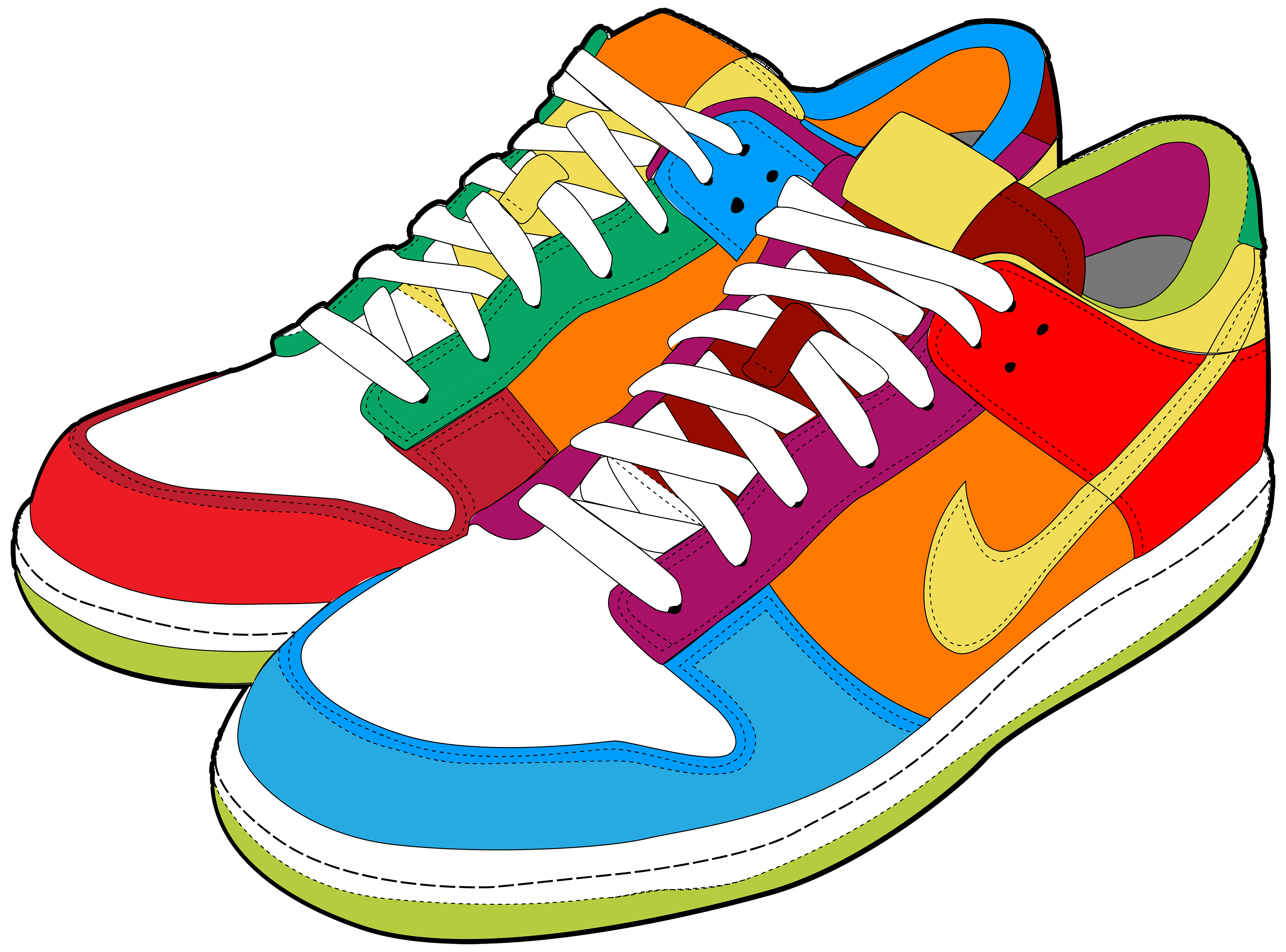 Clipart walking dictionary. Colorful sneakers png shoes