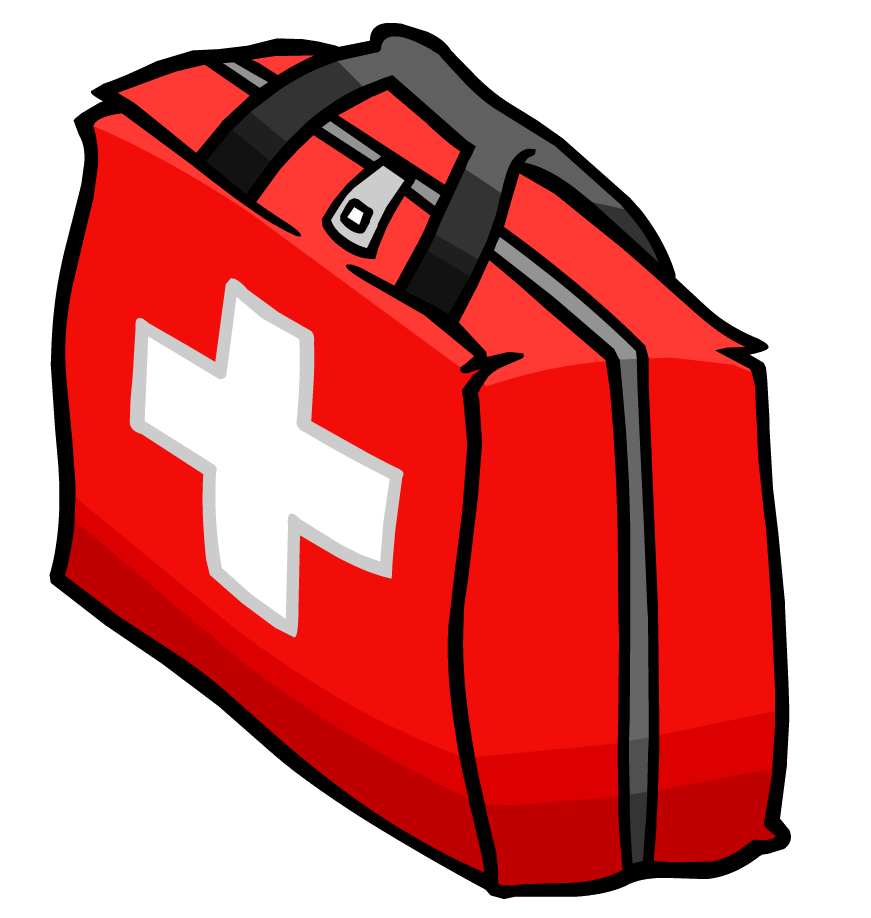 Bag emergency kit pencil. Medical clipart tray