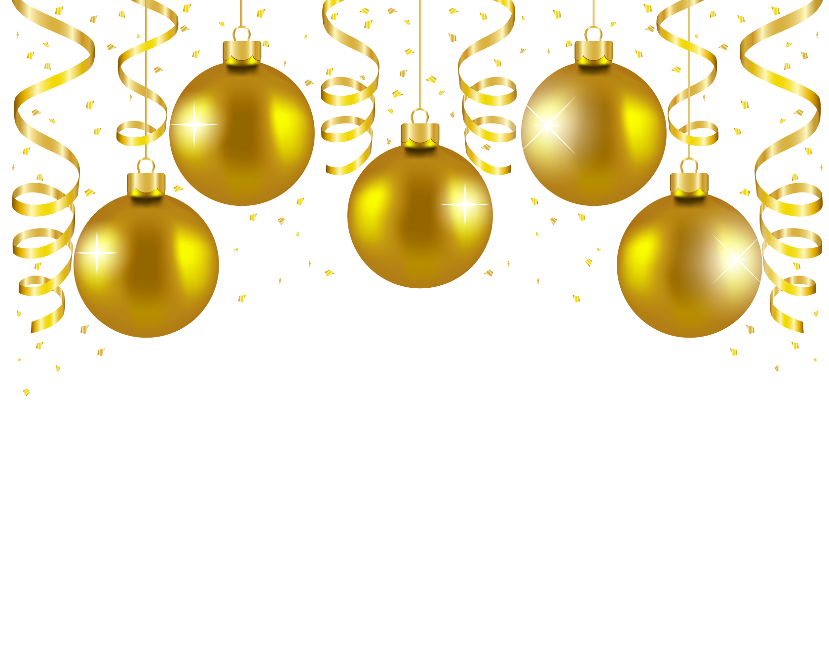 Transparent gold christmas balls. Holidays clipart glitter