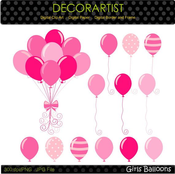 Clipart balloon baby girl. Balloons girls party birthday