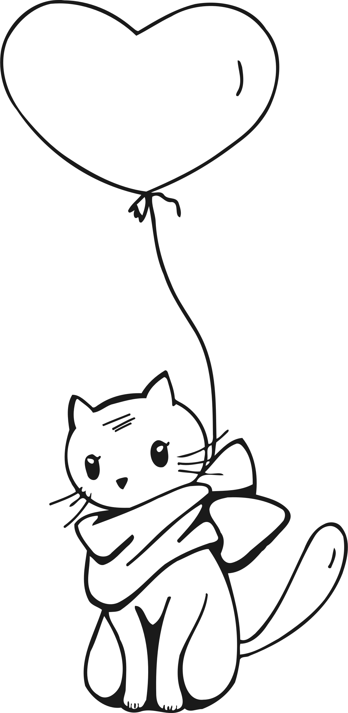 Clipart balloon cat. And line drawing big