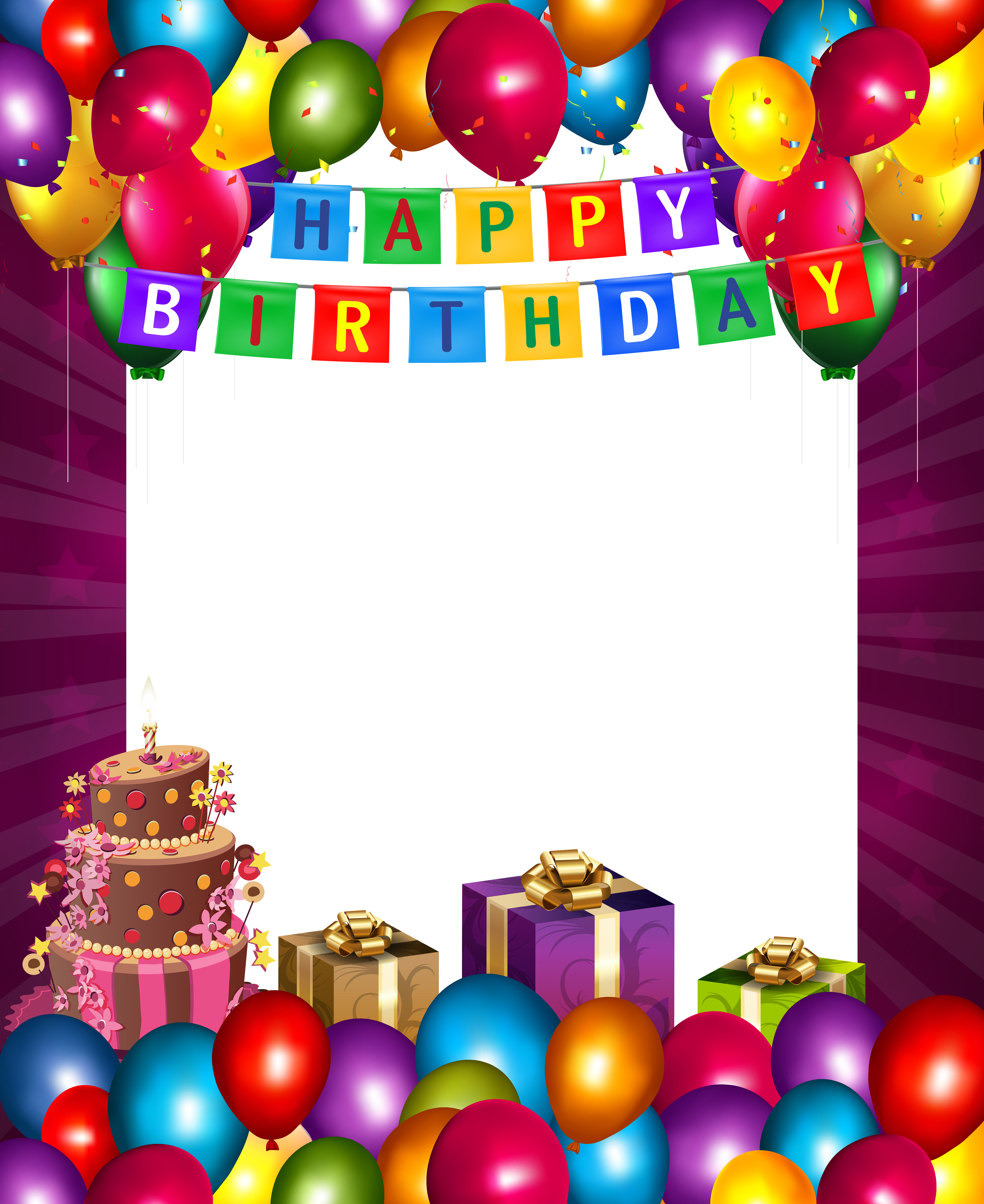 Happy birthday frame png. With balloons transparent gallery