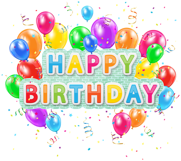Deco text with balloons. Glitter clipart happy birthday