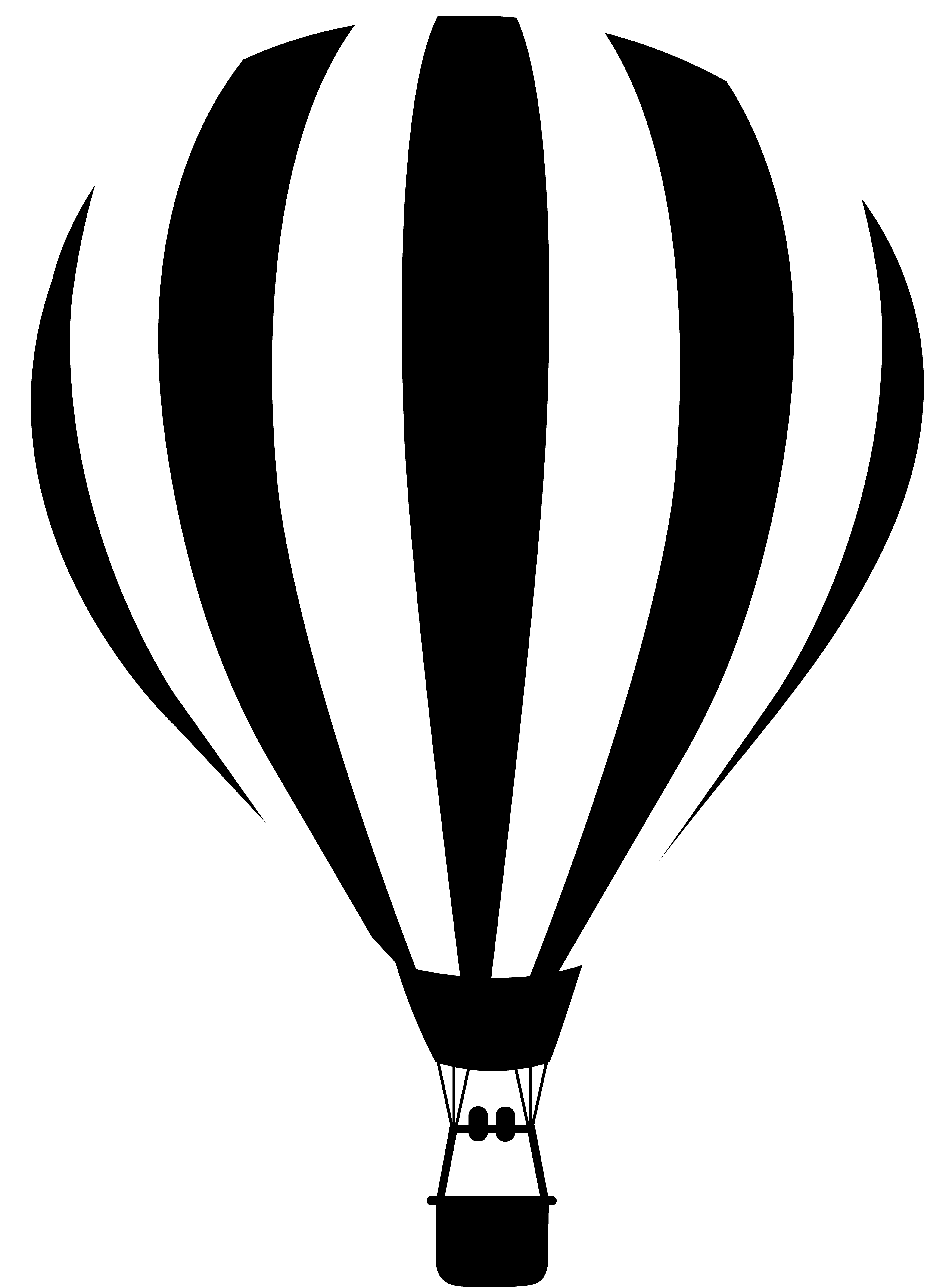 Black and white silhouette. Clipart plane balloon