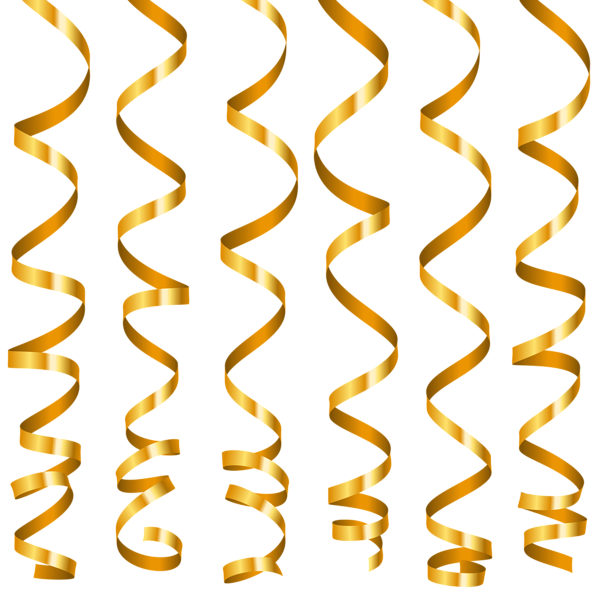 Curly ribbons png image. Glitter clipart gold streamer