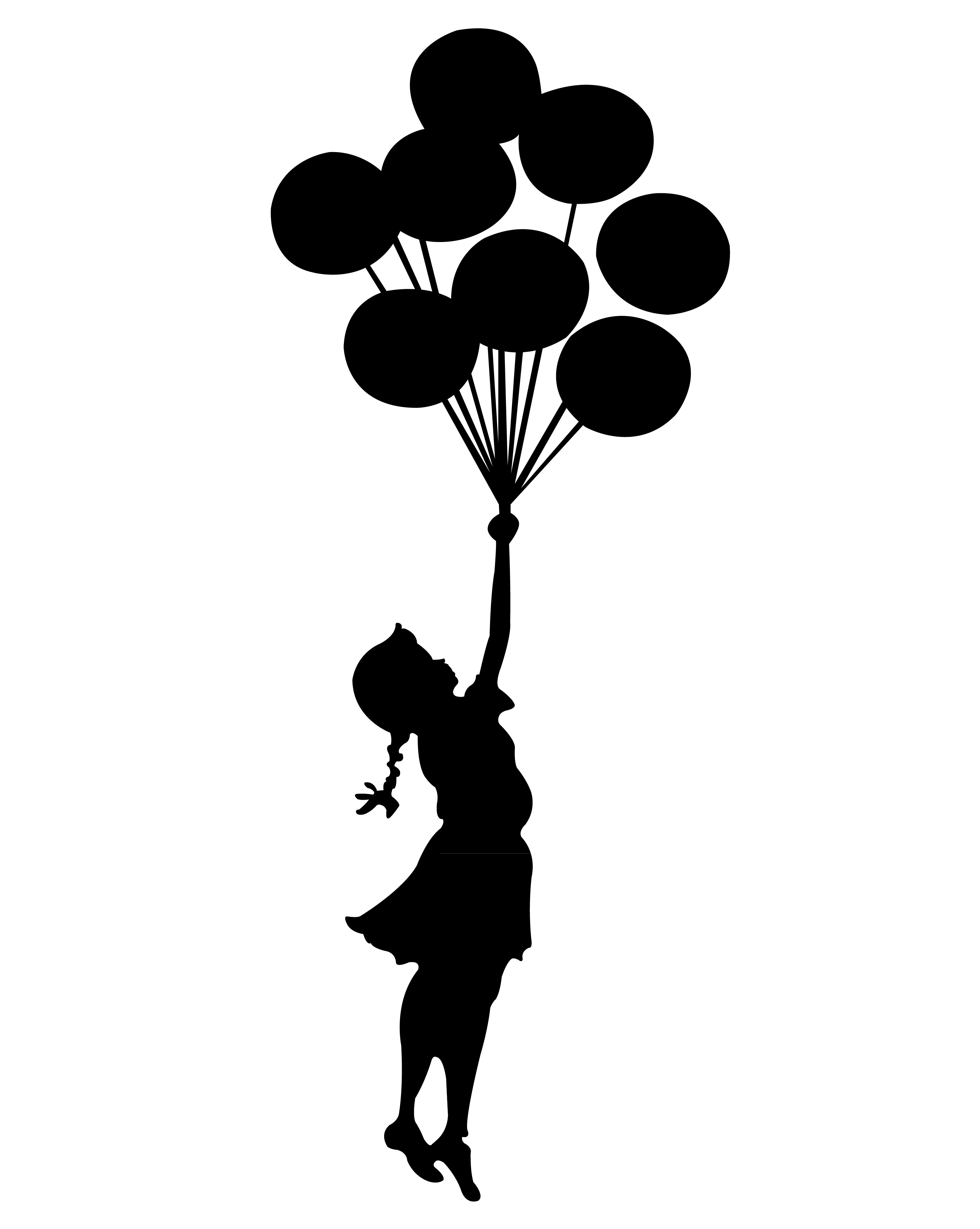 Girl holding at getdrawings. Clipart balloon silhouette