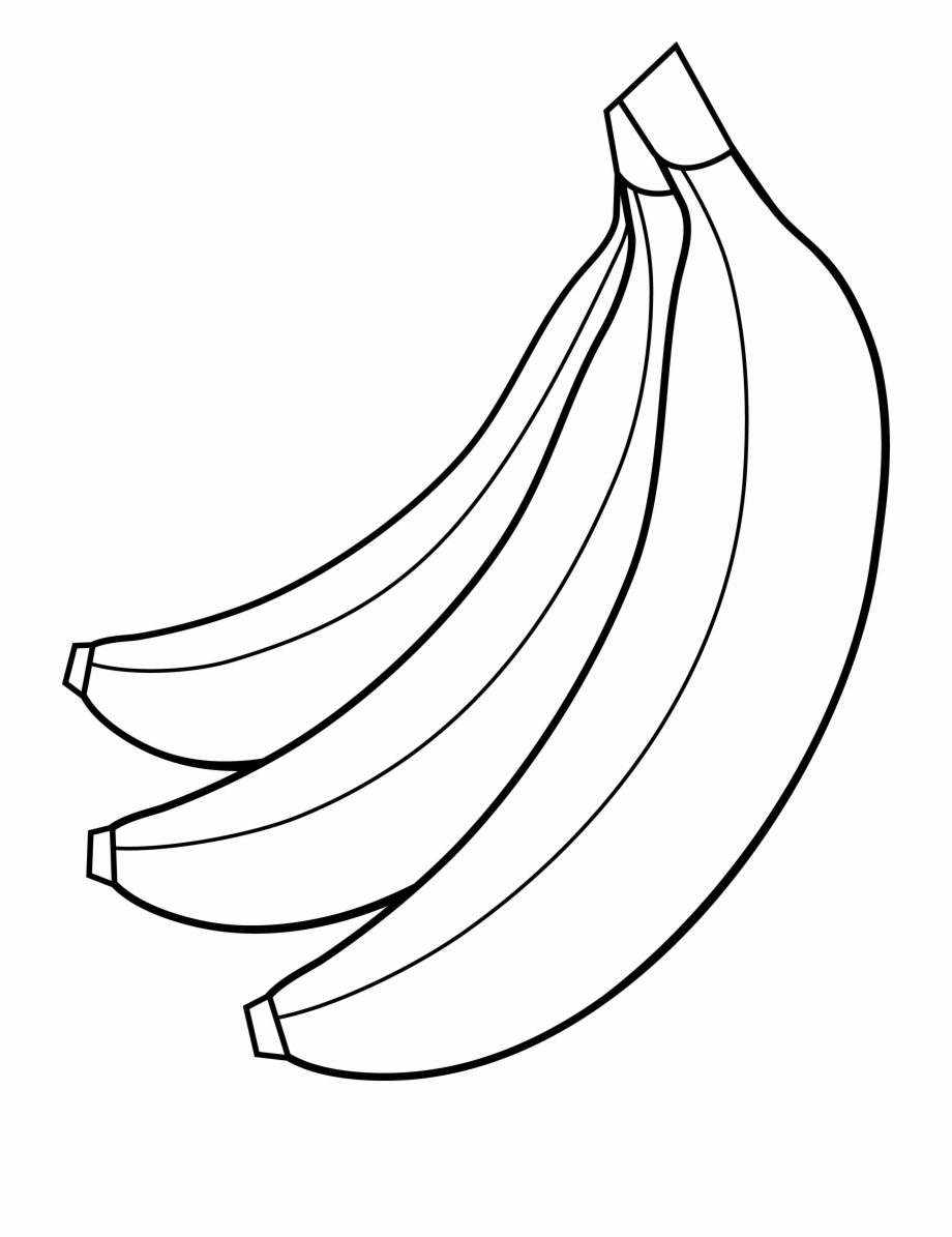 Clipart banana coloring page. Tree with black and