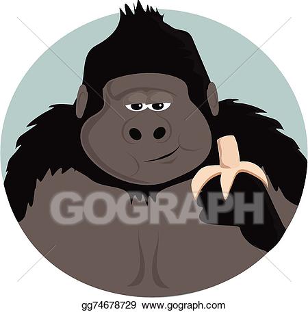 Vector eating a . Gorilla clipart banana
