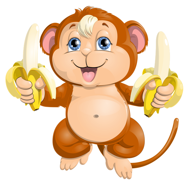 Cute monkey with bananas. Ear clipart lion