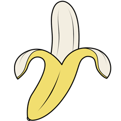 Cartoon step by drawing. Clipart banana open