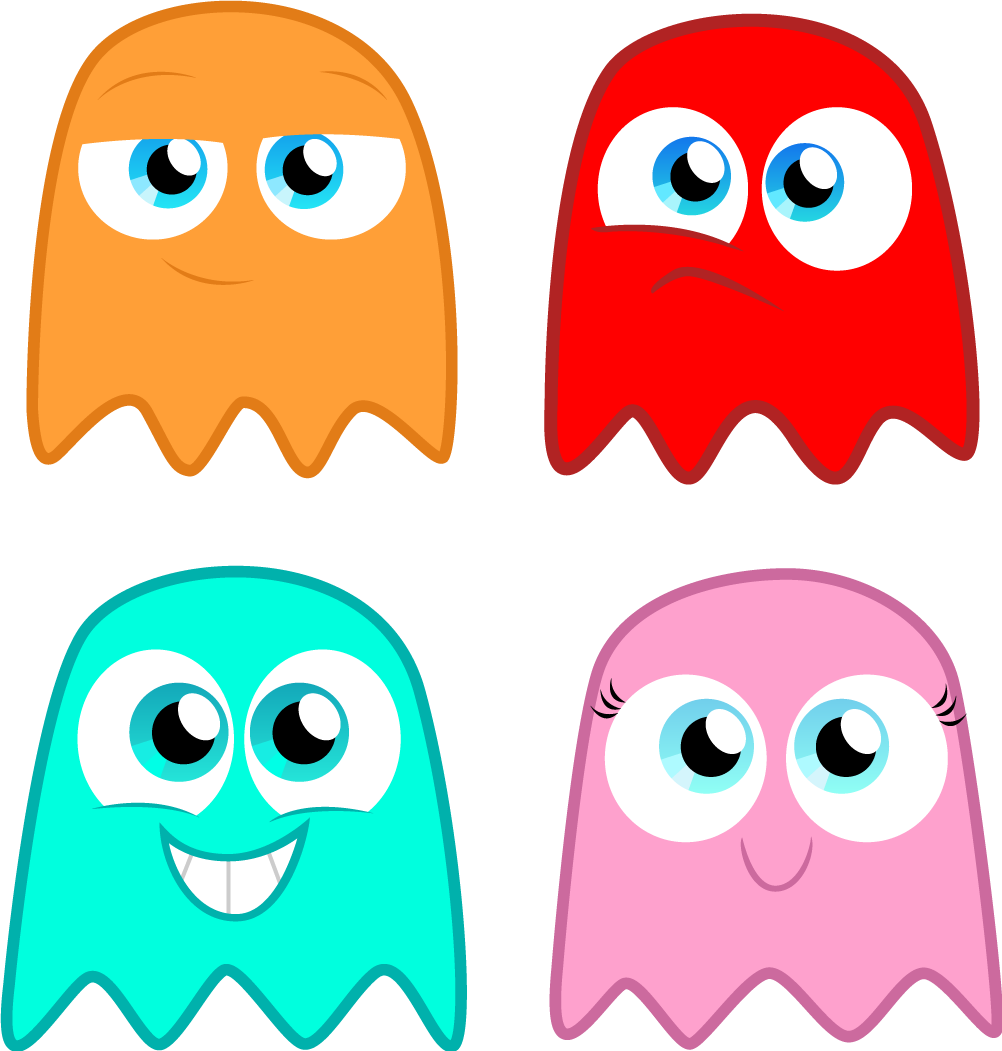 The pac man ghosts. Clipart ghost cute