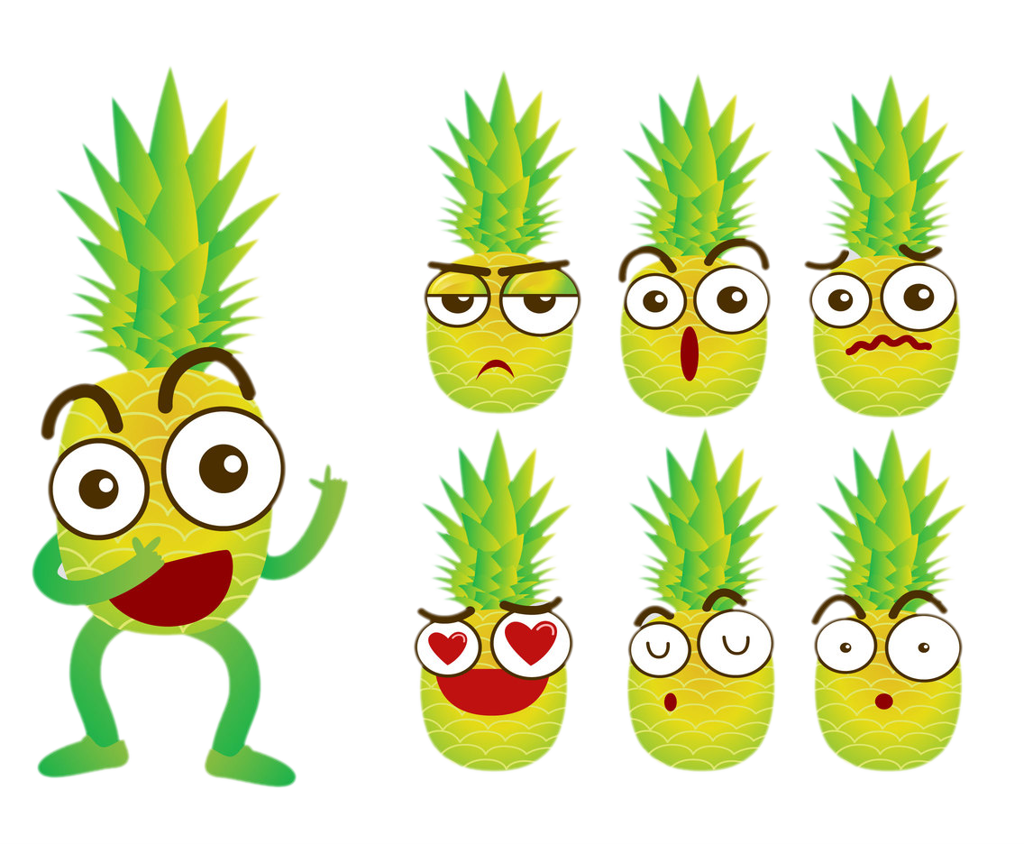 Clipart banana pineapple. Cartoon clip art transprent